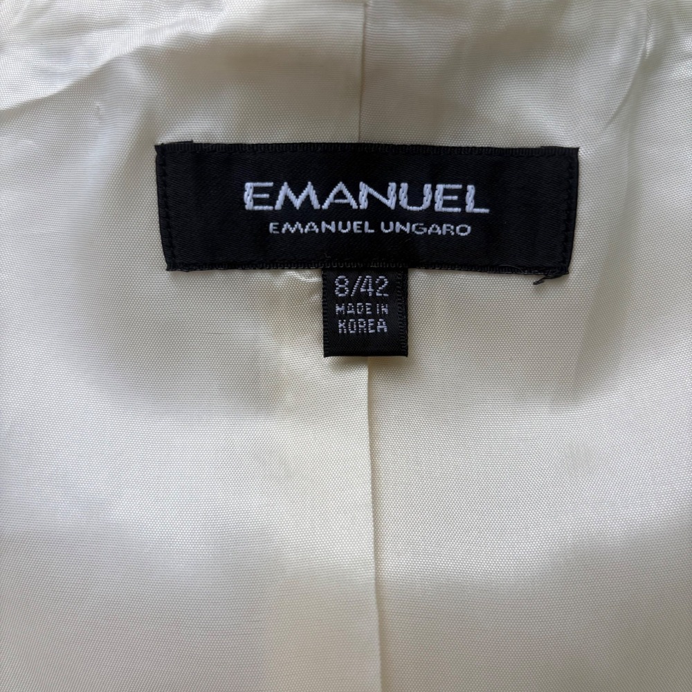 Emanuel Emanuel Ungaro Blazer Size 8 Cream
Wool Blend Mohair Notched Lapel - Picture 7 of 11